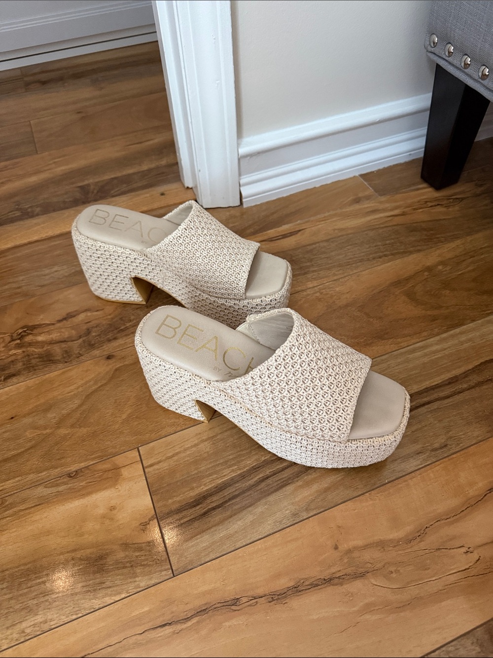 Beach by Matisse Platform Woven Slide Sandals in Cream